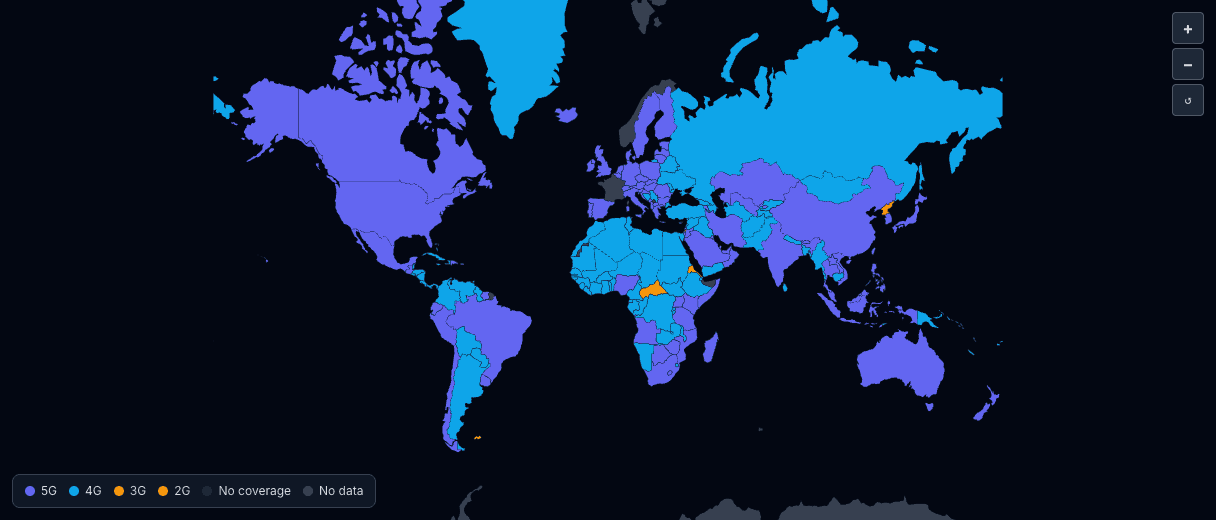 Global network coverage map preview